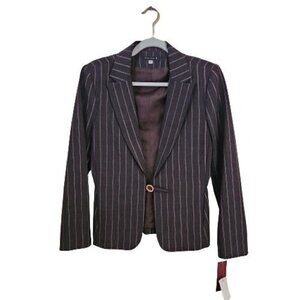 William B NWT Vintage 80s Brown Wool Blend One Rhinestone Clasp Blazer Size S